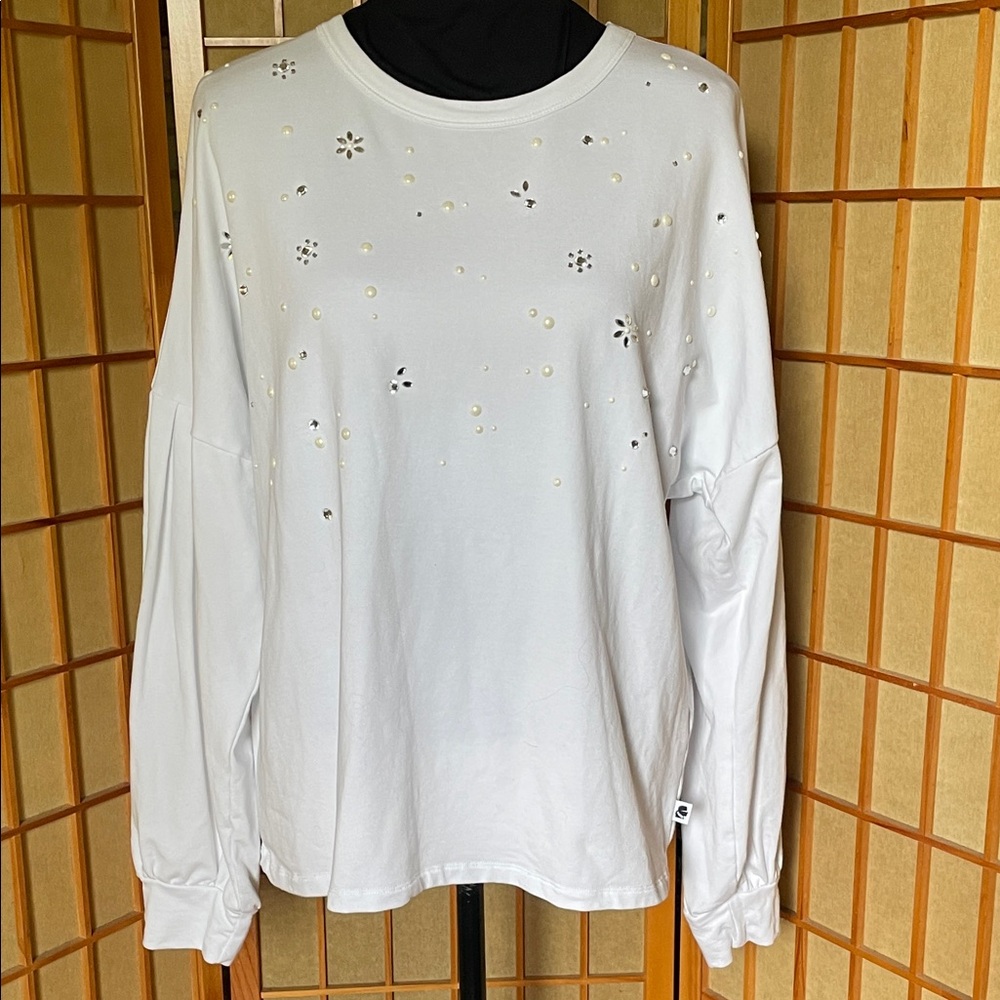 Karl Largerfeld Paris Top Sweatshirt Embellished Drop Shoulder Top Sweatshirt